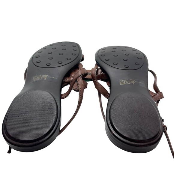 STEVE MADDEN ANGELYNA Brown Bling Chunky Rhinestones Flower Sandals Shoes sz 8 - Picture 13 of 16